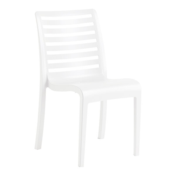 Grosfillex Astoria White Resin Stackable Outdoor Side Chair
