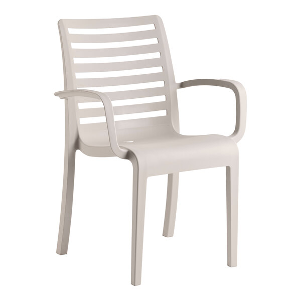 Grosfillex Astoria Linen Resin Stackable Outdoor Arm Chair