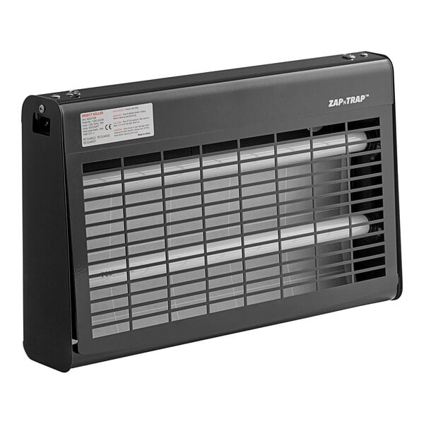 A black indoor LED insect light trap with two glue boards designed for up to 1,500 square feet of coverage.