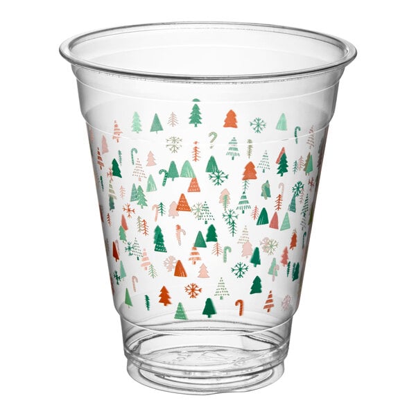 Choice 12 oz. Modern Holiday PET Plastic Cold Cup - 1,000/Case