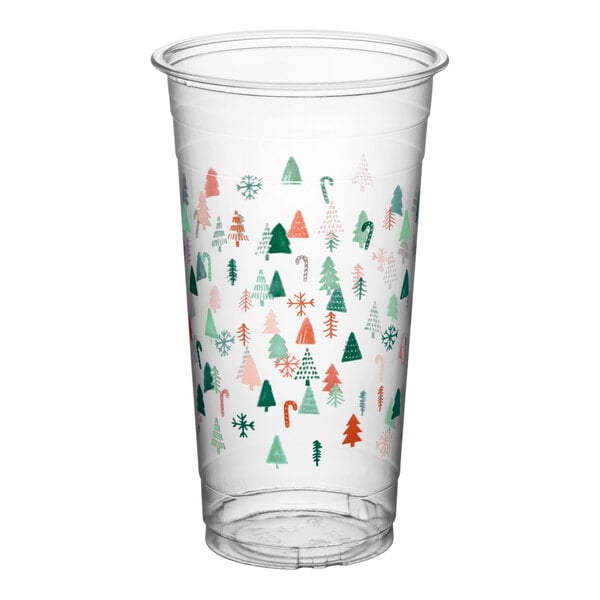Choice 24 oz. Modern Holiday PET Plastic Cold Cup - 600/Case