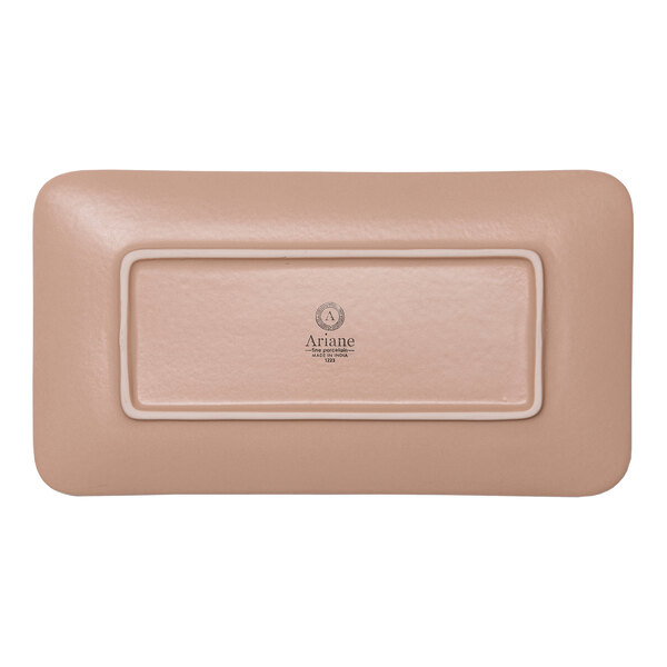 A brown rectangular wide rim porcelain platter.