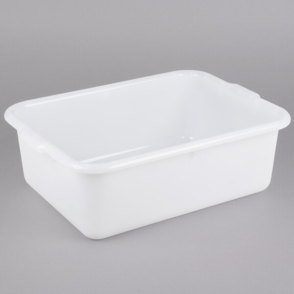 A Tablecraft white plastic freezer safe drain box.