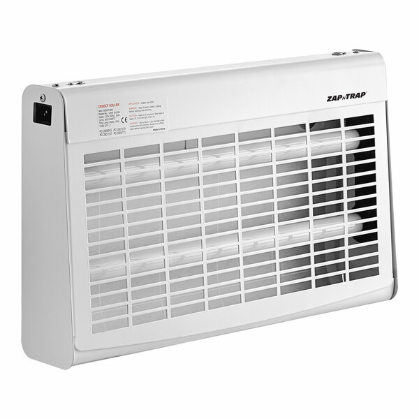 A white indoor LED insect light trap with a protective grid and rectangular design.