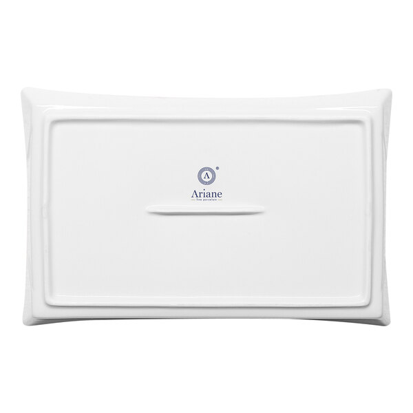 A rectangular ivory porcelain platter with a raised rim.