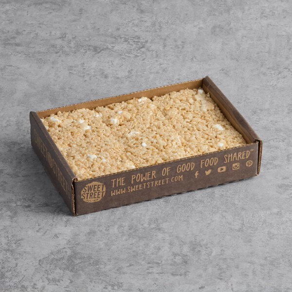 A tray of six pre-cut chewy marshmallow bars from Sweet Street Desserts.