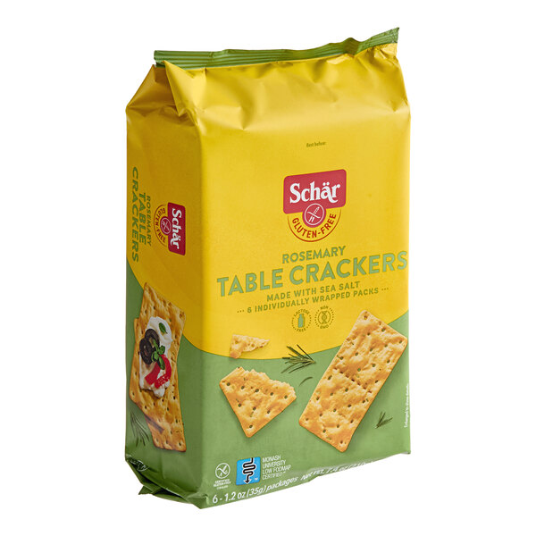 A package of Schar gluten-free rosemary table crackers.
