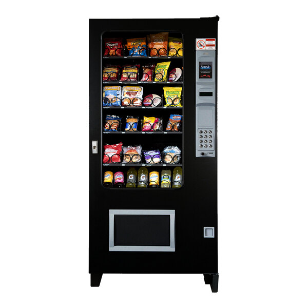 AMS LTF 5F-1B 26-Selection Refrigerated Snack and Beverage Vending Machine with Bill Validator and Coin Mechanism