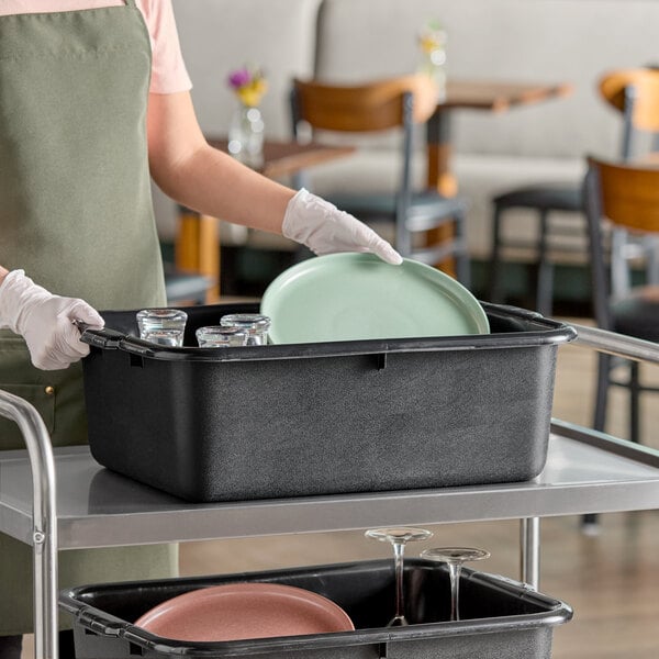 TableCraft 1537E Black 20" x 15" x 7" Recycled Polyethylene Plastic Bus Tub / Box