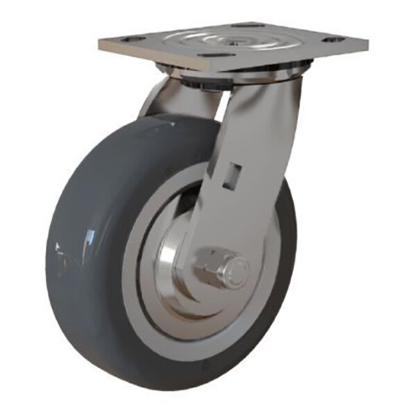 A 6-inch swivel caster wheel with a metal mounting plate, designed for bulk transport and turnabout trucks.