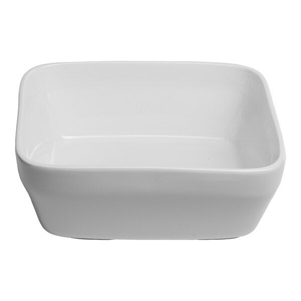 A square ivory porcelain serving bowl.