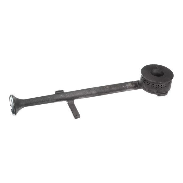 A metal open top rear burner for a commercial stove.