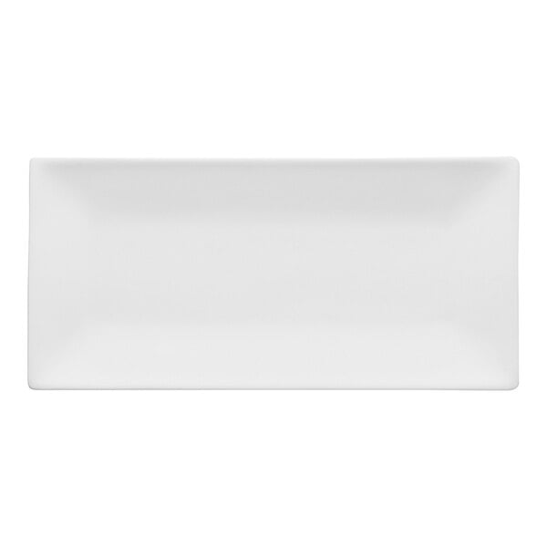 A rectangular ivory porcelain coupe platter.