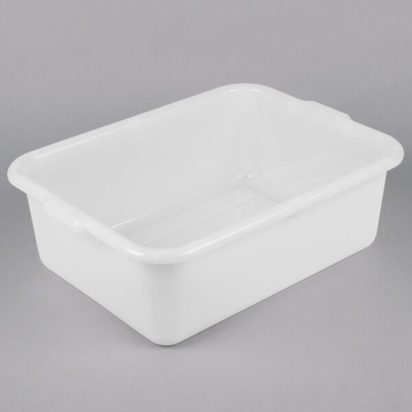 A white Tablecraft plastic freezer safe drain box with a handle.