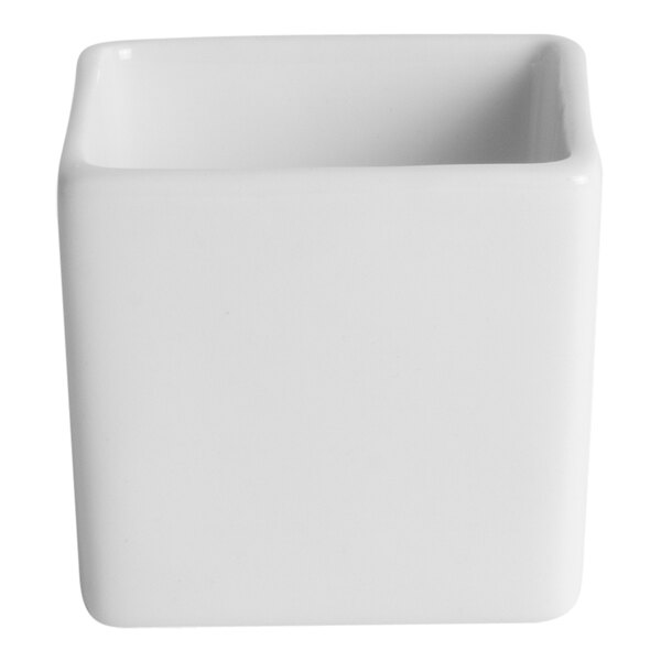 A small ivory square porcelain bowl.