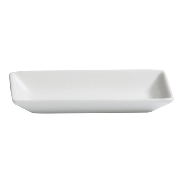 A rectangular ivory porcelain bowl with wide rims.