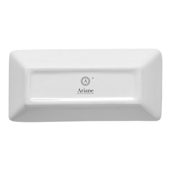 A rectangular ivory porcelain bowl with a wide rim.