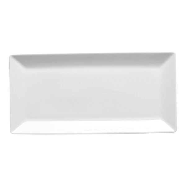 A rectangular ivory porcelain coupe platter.
