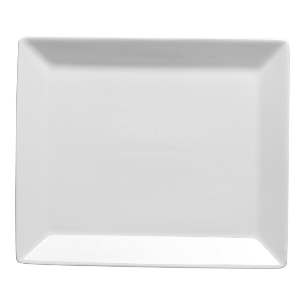 A rectangular ivory porcelain coupe platter.