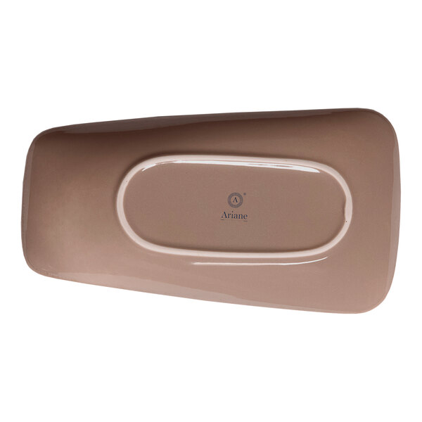 A beige asymmetric rectangular porcelain coupe platter.