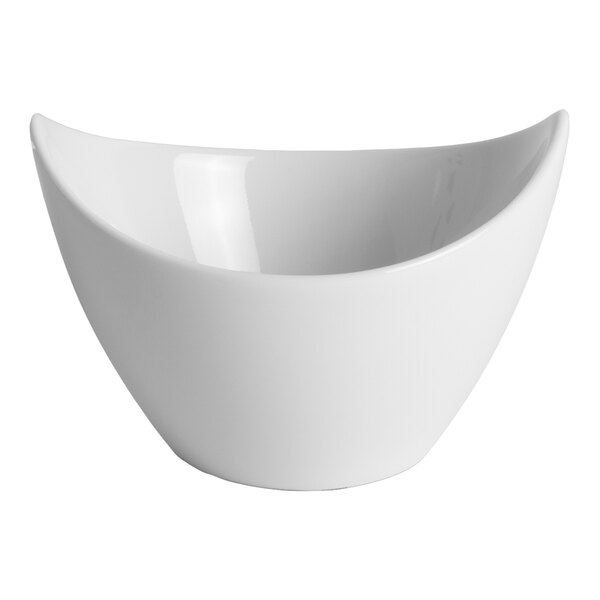 A small ivory porcelain coupe bowl with a curved rim.