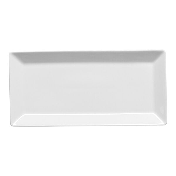 A rectangular ivory porcelain coupe platter.