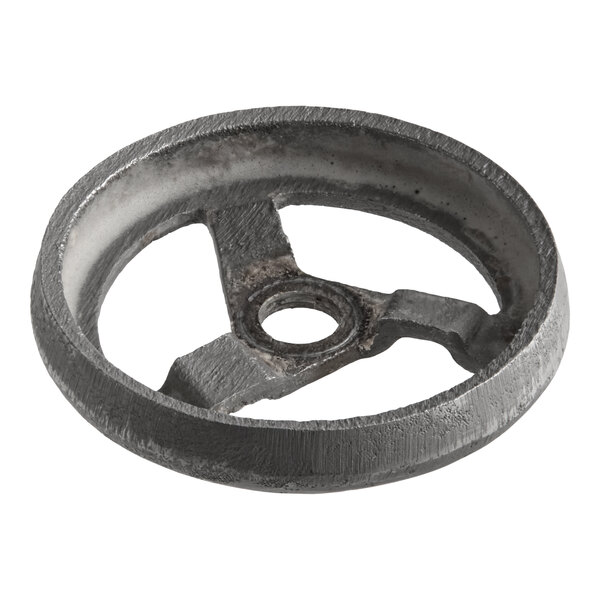 An industrial metal agitator part for a commercial mixer.