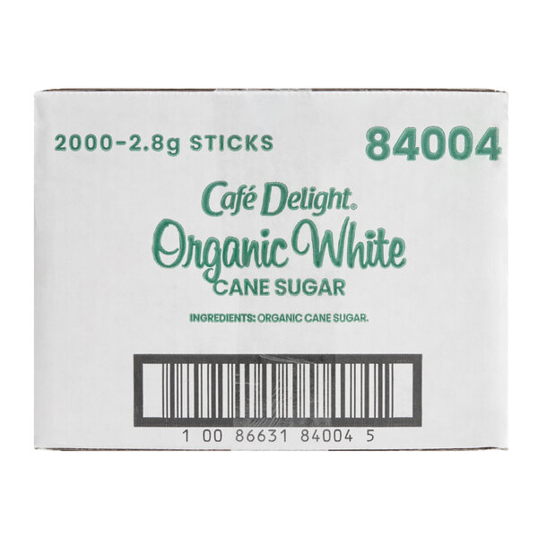 Cafe Delight Organic White Sugar Packet 2.8 Gram - 2,000/Case