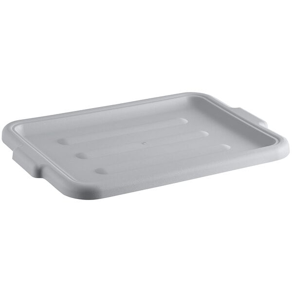 A gray polyethylene lid designed to fit a 20" x 15" bus tub.