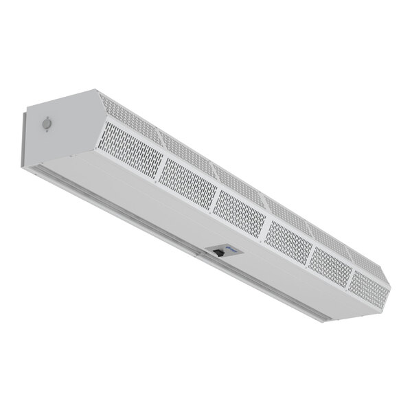 An 84-inch Berner air curtain unit designed for indoor or outdoor use to create an air barrier over doorways.