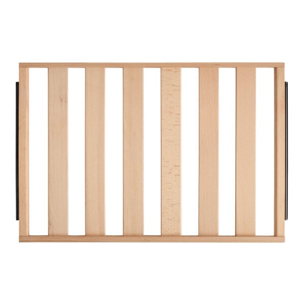A small wooden shelf with slatted design and handles on each side, designed for use with specific AvaValley refrigeration units.