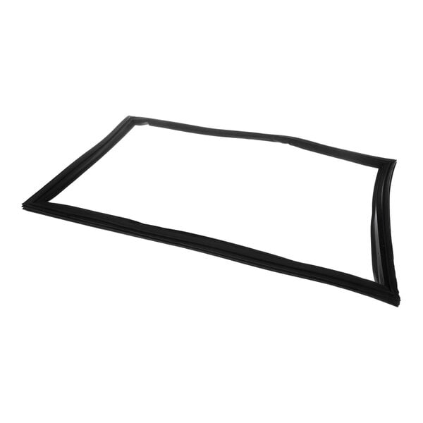 A rectangular black rubber door gasket for a Perlick backbar standard height narrow door.
