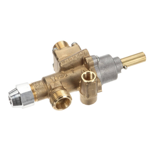 A brass Electrolux 0C6758 gas tap with multiple threaded connections and a control shaft.