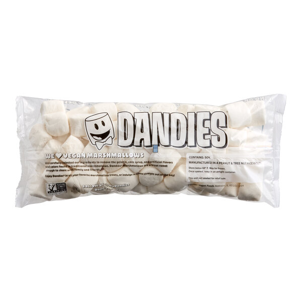 A bag of Dandies vegan regular marshmallows.