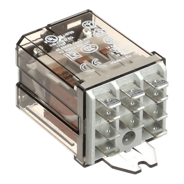 A rectangular Electrolux relay with a transparent casing and multiple metal terminals, rated for 400V 16A.