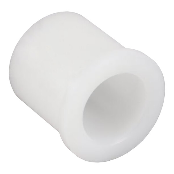 A white cylindrical plastic bushing.