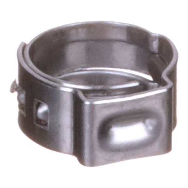 A stainless steel stepless clamp used for securing hoses or pipes.
