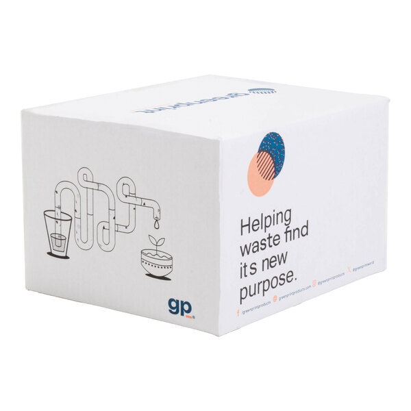 A white box containing Greenprint 5 1/8 inch natural agave unwrapped stirrer straws, with eco-friendly messaging and illustrations on the side.