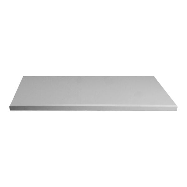 A rectangular storm gray table top with eased edges and squared corners.