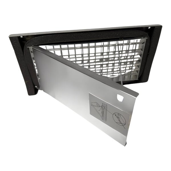 An aluminum spiral duct grille designed for 22-inch and larger ducts, measuring 24 by 8 inches.