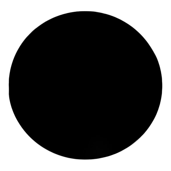 A round, black outdoor table top with an eased edge.