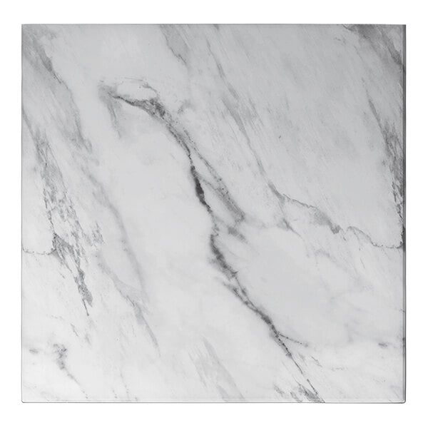 A square black faux marble table top with eased edges and a marble-like pattern.