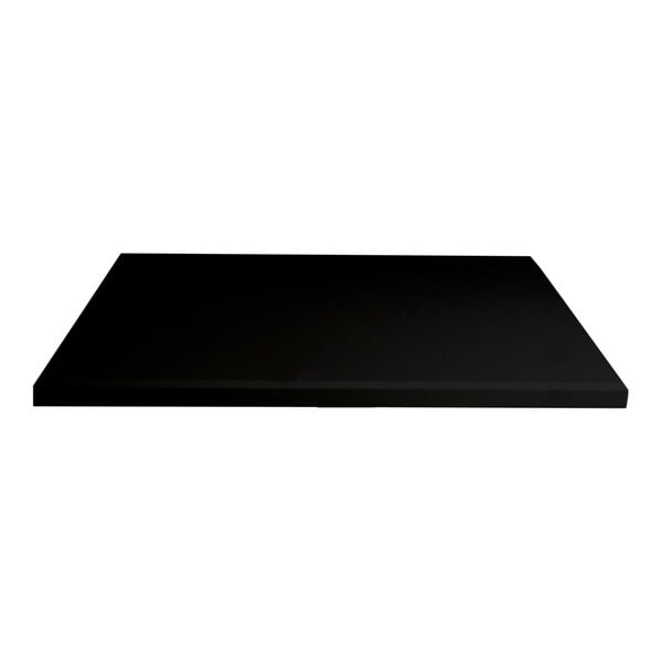 A square, frosty black outdoor table top with eased edges and squared corners.