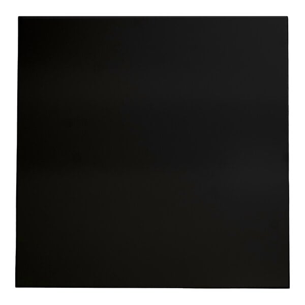 A square, frosty black outdoor table top with eased edges and squared corners, measuring 36 inches by 36 inches.
