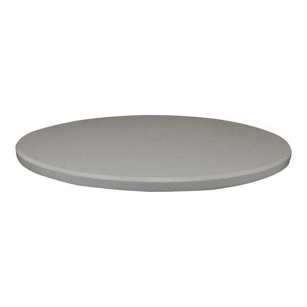 A round, storm gray outdoor table top with an eased edge.