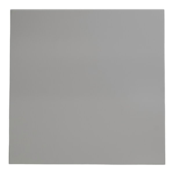 A square, storm gray indoor table top with eased edges and squared corners.