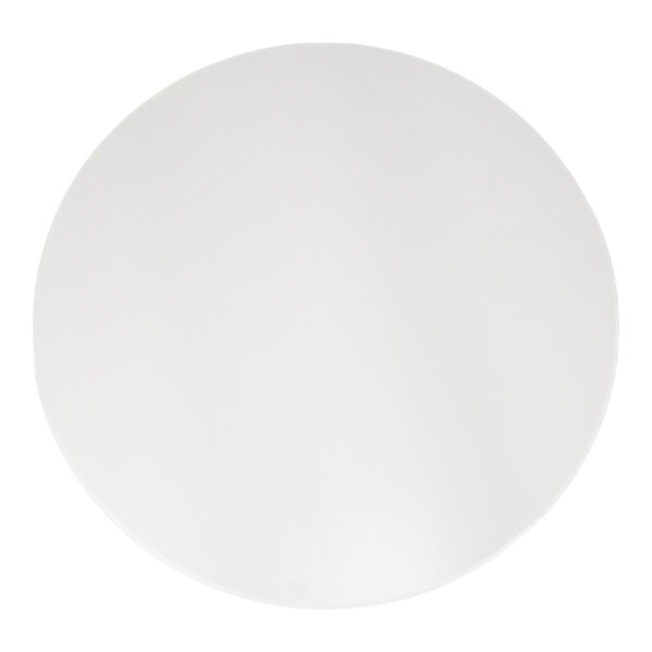 A round white indoor table top with an eased edge.