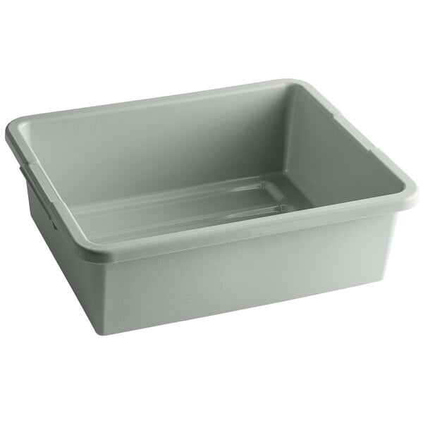 A gray plastic Tablecraft bus tub.