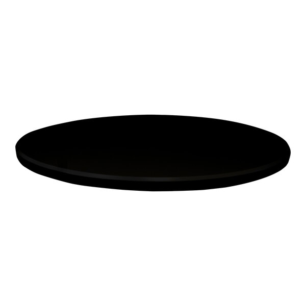 A round, frosty black outdoor table top with an eased edge.