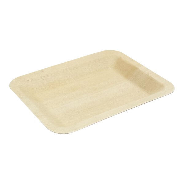 A small rectangular birch wood plate.